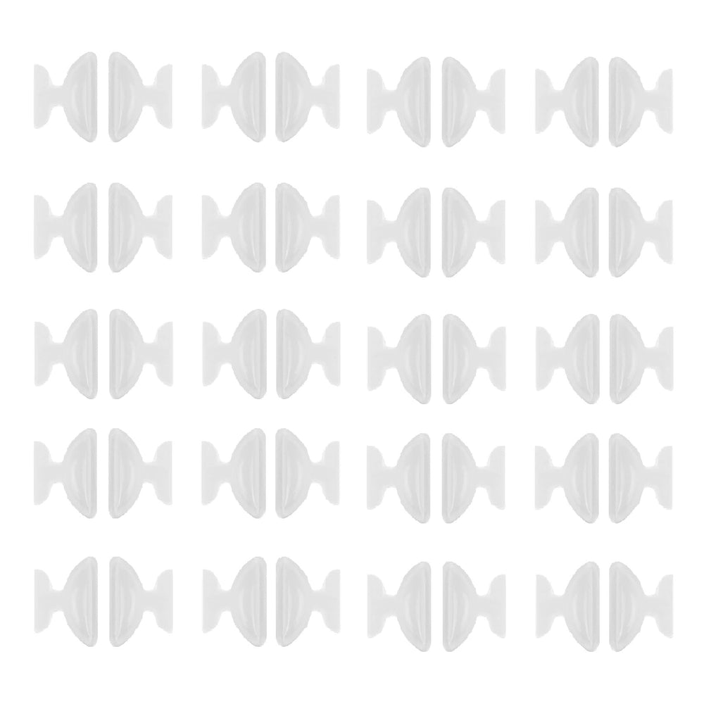 Close-up of adhesive silicone eyeglass nose pads (Clear Butterfly)