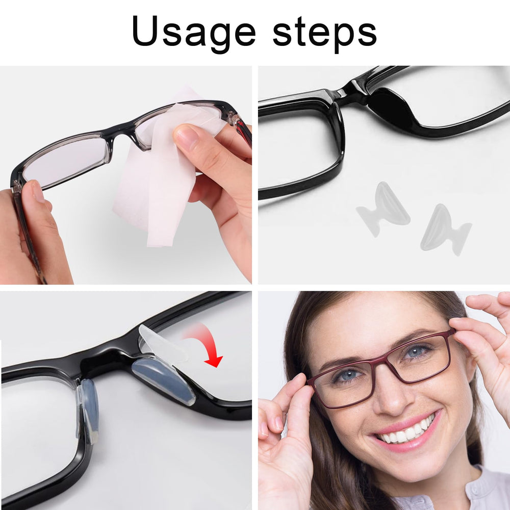 Transparent silicone nose pads improving grip for glasses