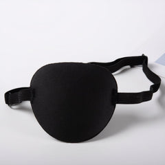 Adjustable buckle and elastic band on left eye patch