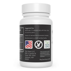Nutrition facts panel for ADK supplement