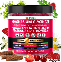 Front view of Adndale 90-count bottle of 15-in-1 Magnesium Glycinate Gummies