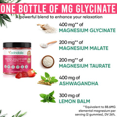 Adndale Ashwagandha Magnesium Gummies close-up highlights the calming herbal blend.