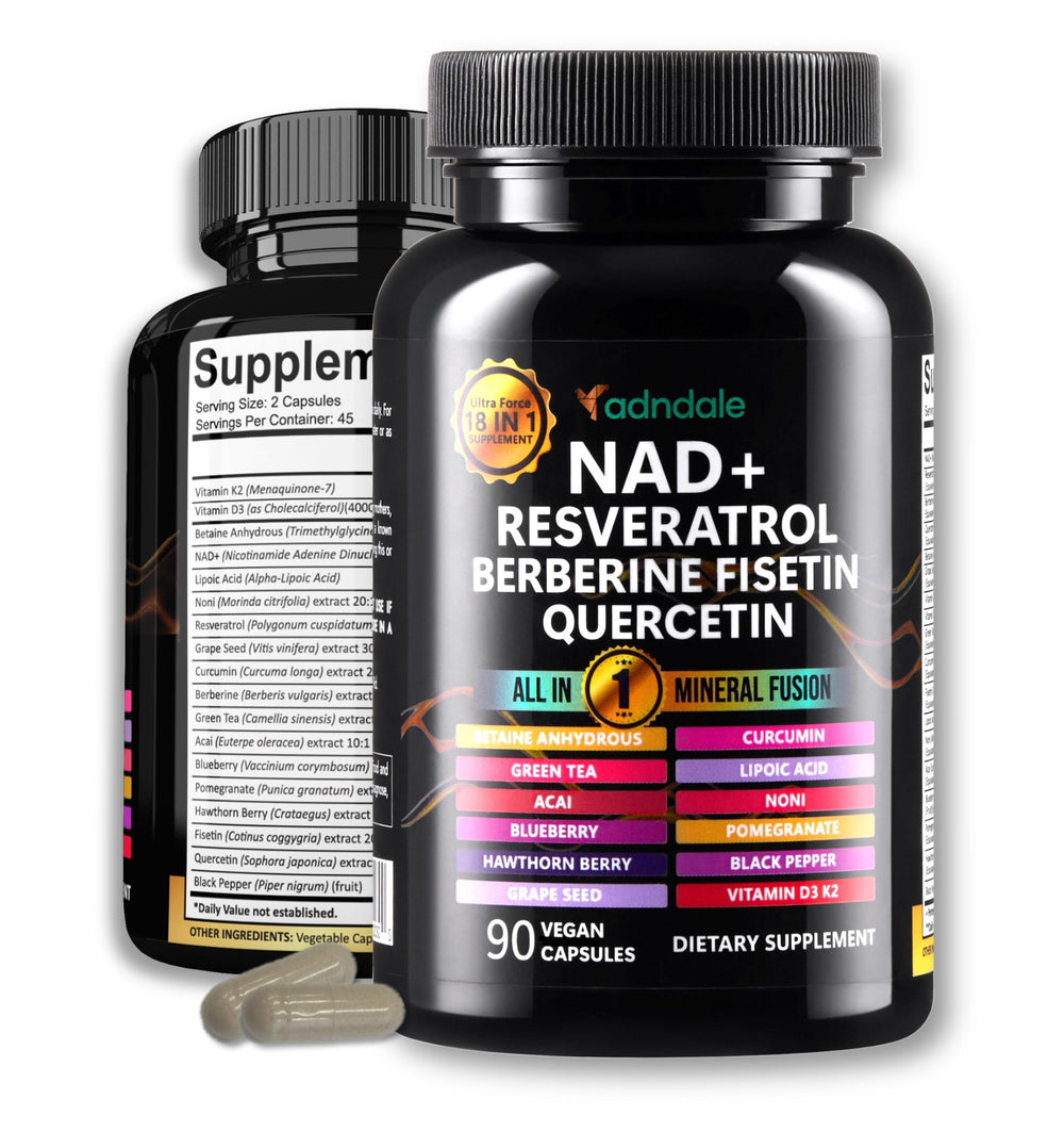 Adndale NAD Resveratrol 90-cap bottle front view