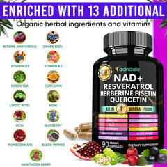 Ingredient blend showing resveratrol and NAD+