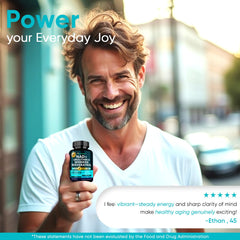 Lifestyle image showing an active person with NAD+ supplement