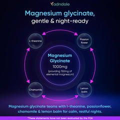 Adndale Magnesium Glycinate Gummies serving count demonstrates quick daily calm and focus support.