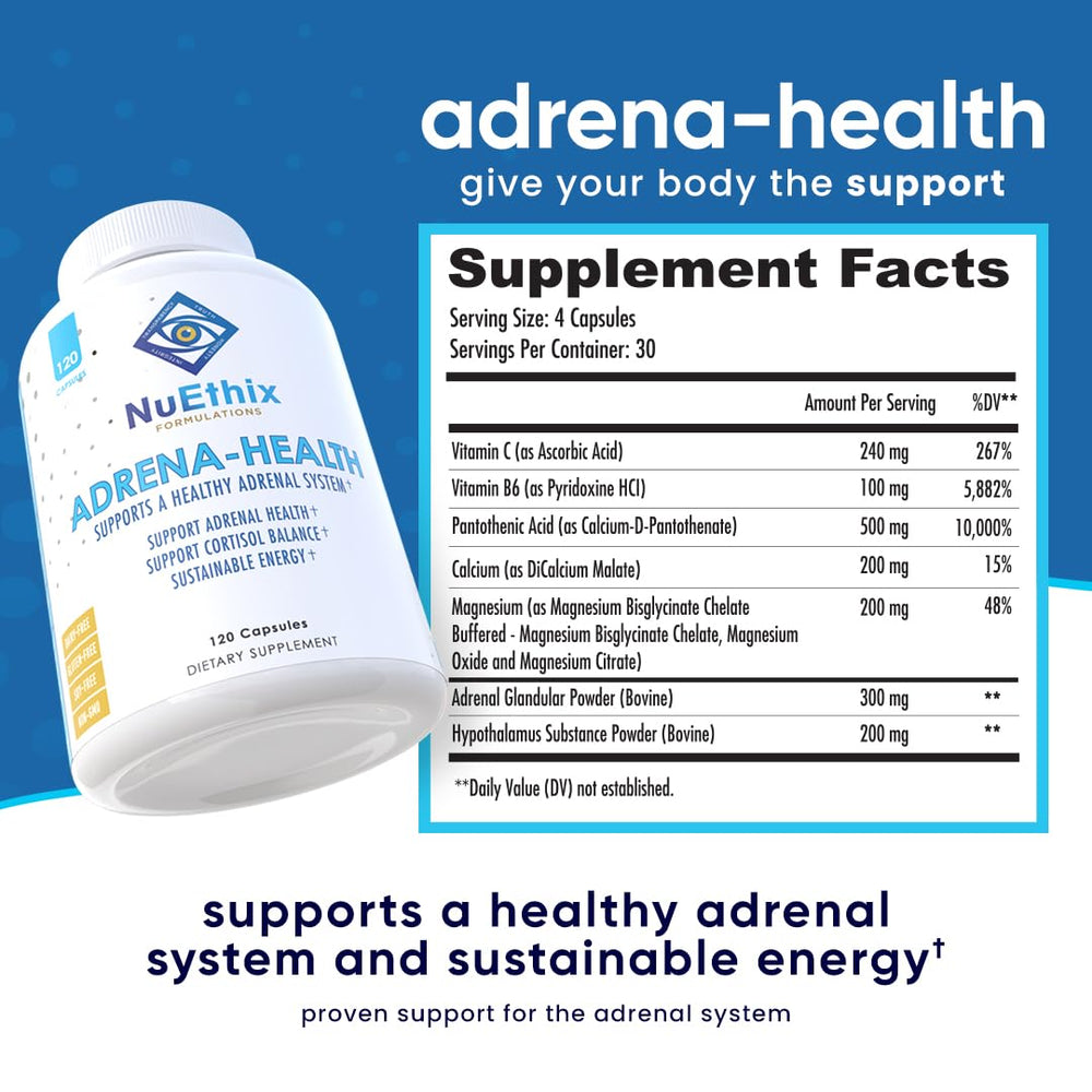 Nutritional label of Adrena-Health showing ingredients