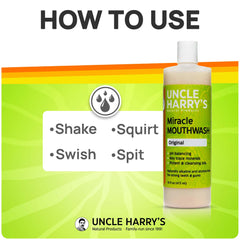 Adults and kids using Uncle Harry's mouthwash