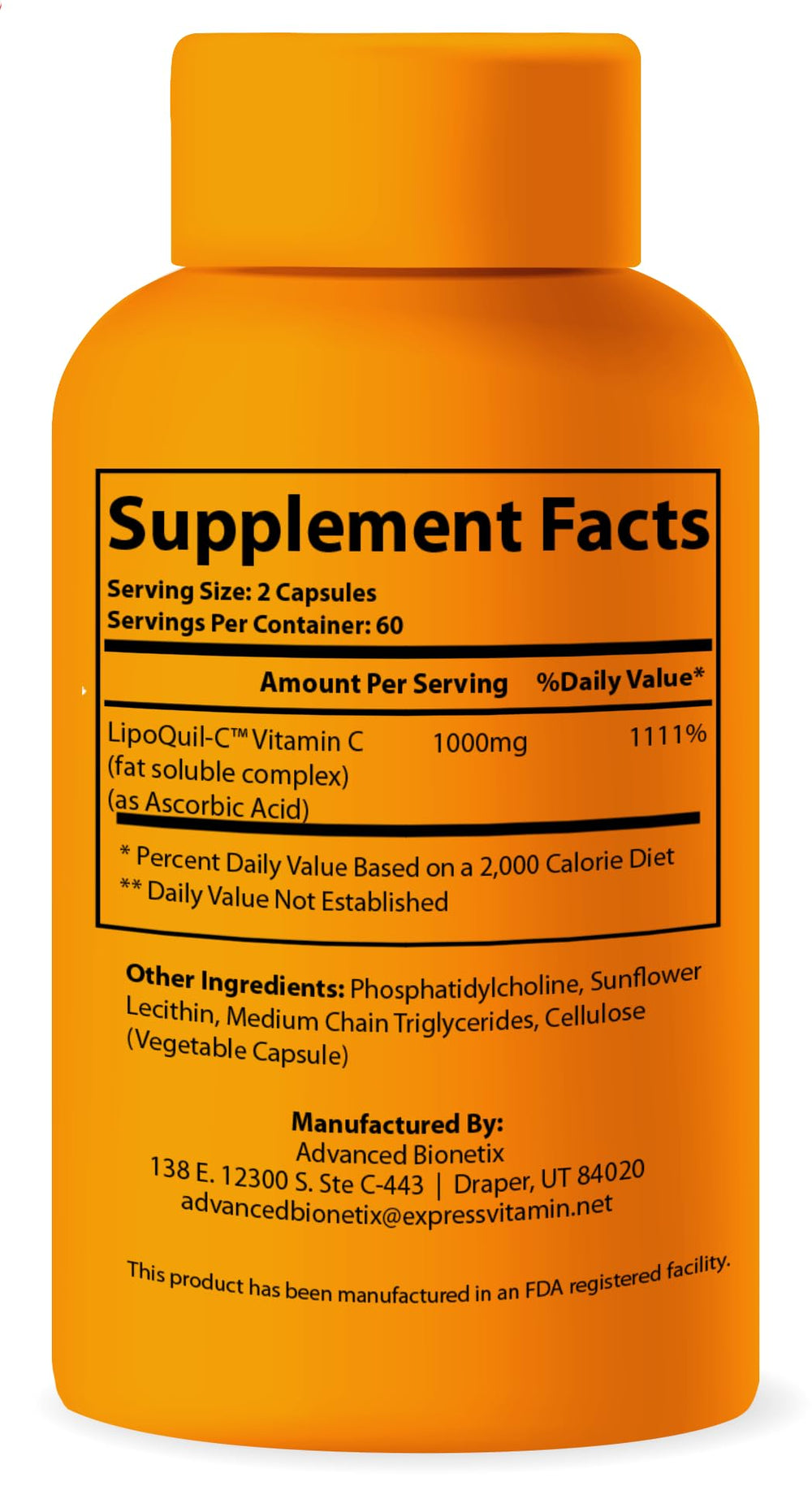 High-dose 1000mg liposomal Vitamin C capsules in blister packaging