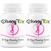 Advanced Bionetix Skinnytox bottle on kitchen counter supports digestive health.
