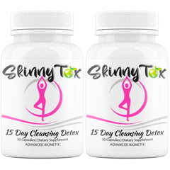 Advanced Bionetix Skinnytox bottle on kitchen counter supports digestive health.
