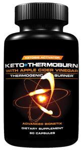 Advanced Bionetix ThermoBurn bottle pour demonstrates keto-friendly capsules convenience.