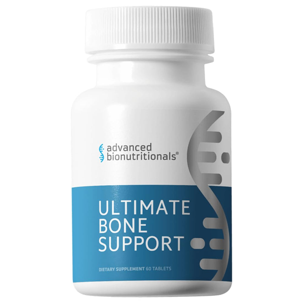 Bottle of Advanced Bionutritionals Bone Support supplement with 60 tablets on white background