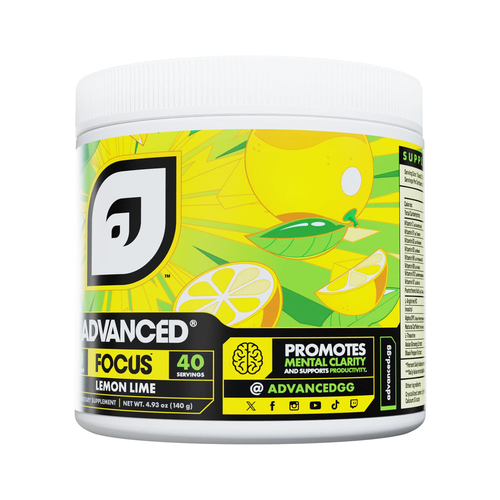 Serving scoop of Focus 2.0 Lemon Lime beside a glass of water