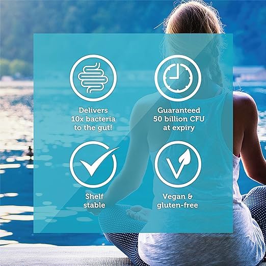 Close-up of vegan delayed-release probiotic capsules