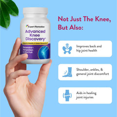 Non-GMO knee pain relief supplement capsules arranged neatly