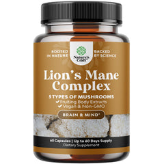 Bottle of Advanced Lion's Mane Mushroom Supplement with 60 capsules