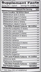 Advanced Naturals FloraMax 150 Billion Caps bottle side/back with white capsules, 30 count