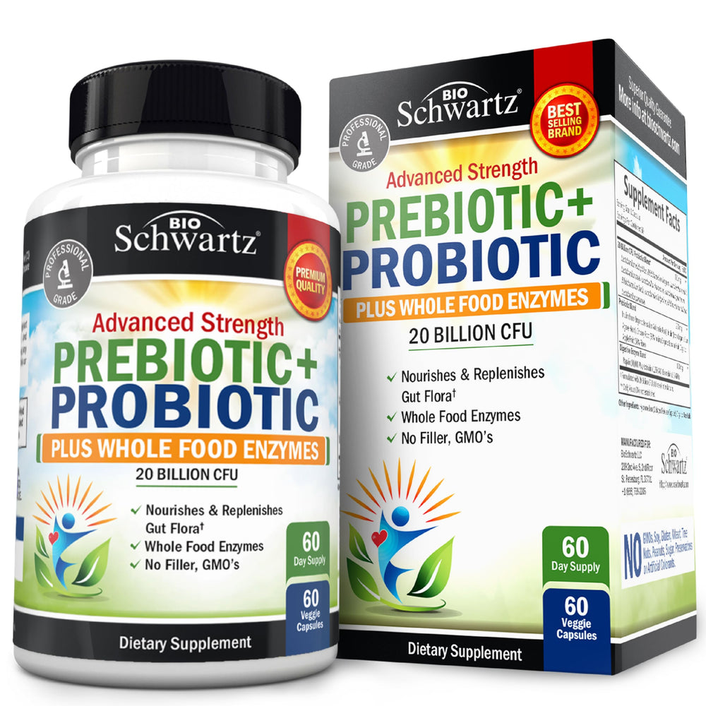 BioSchwartz Advanced Prebiotics and Probiotics bottle front view