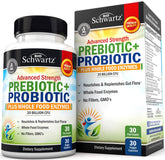 Bottle of advanced prebiotics and probiotics for digestive health