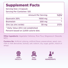 Back panel of bottle with dosage and supplement facts