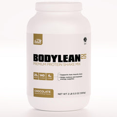 AdvoCare BodyLean25 tub front shows premium whey protein for lean muscle support