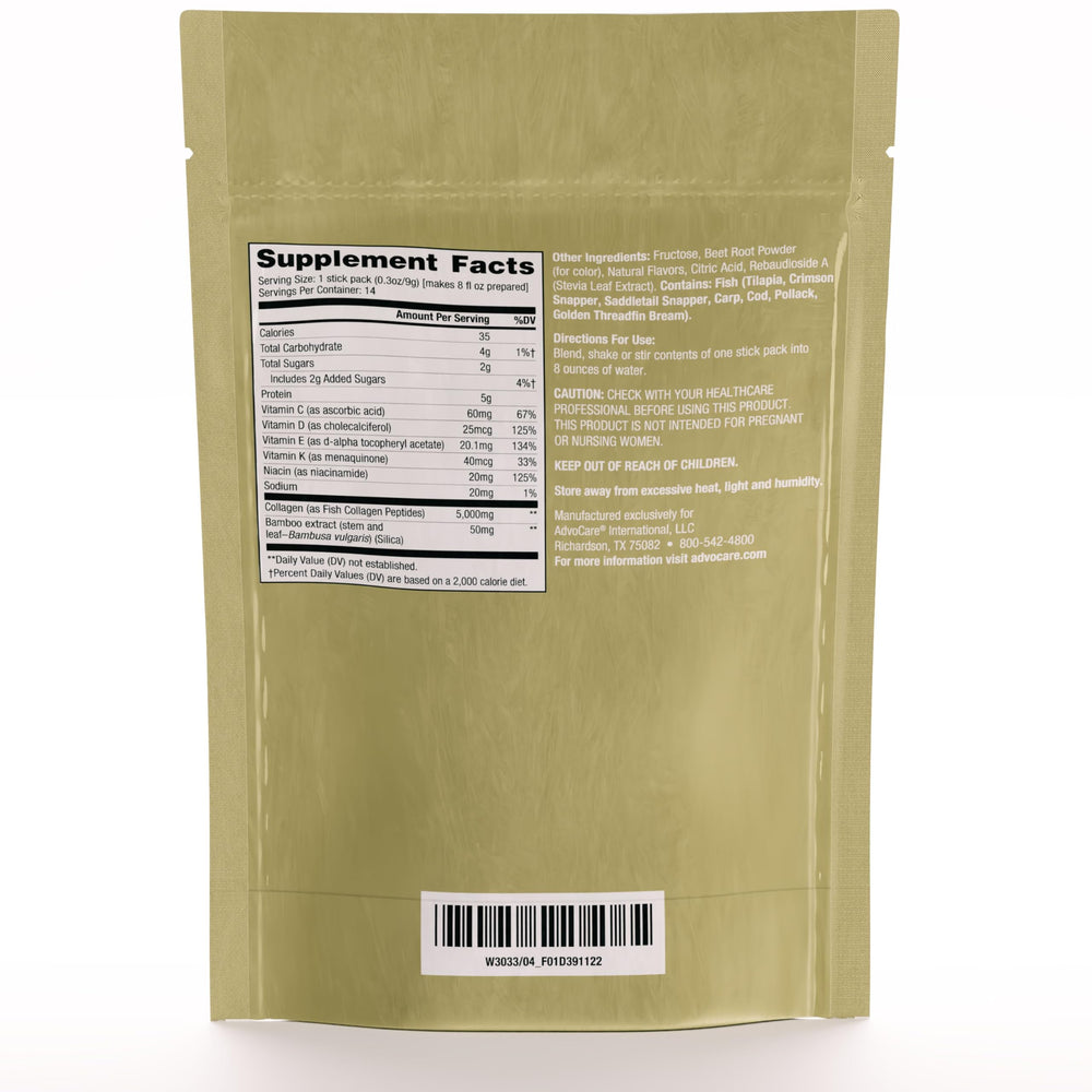 AdvoCare Glow Collagen 14-stick pack laid out