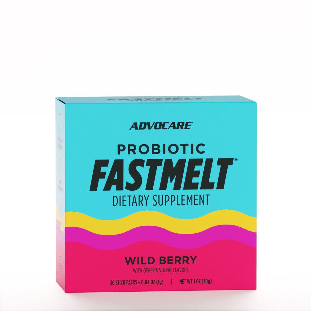 Front view of AdvoCare Probiotic FastMelt Wild Berry box