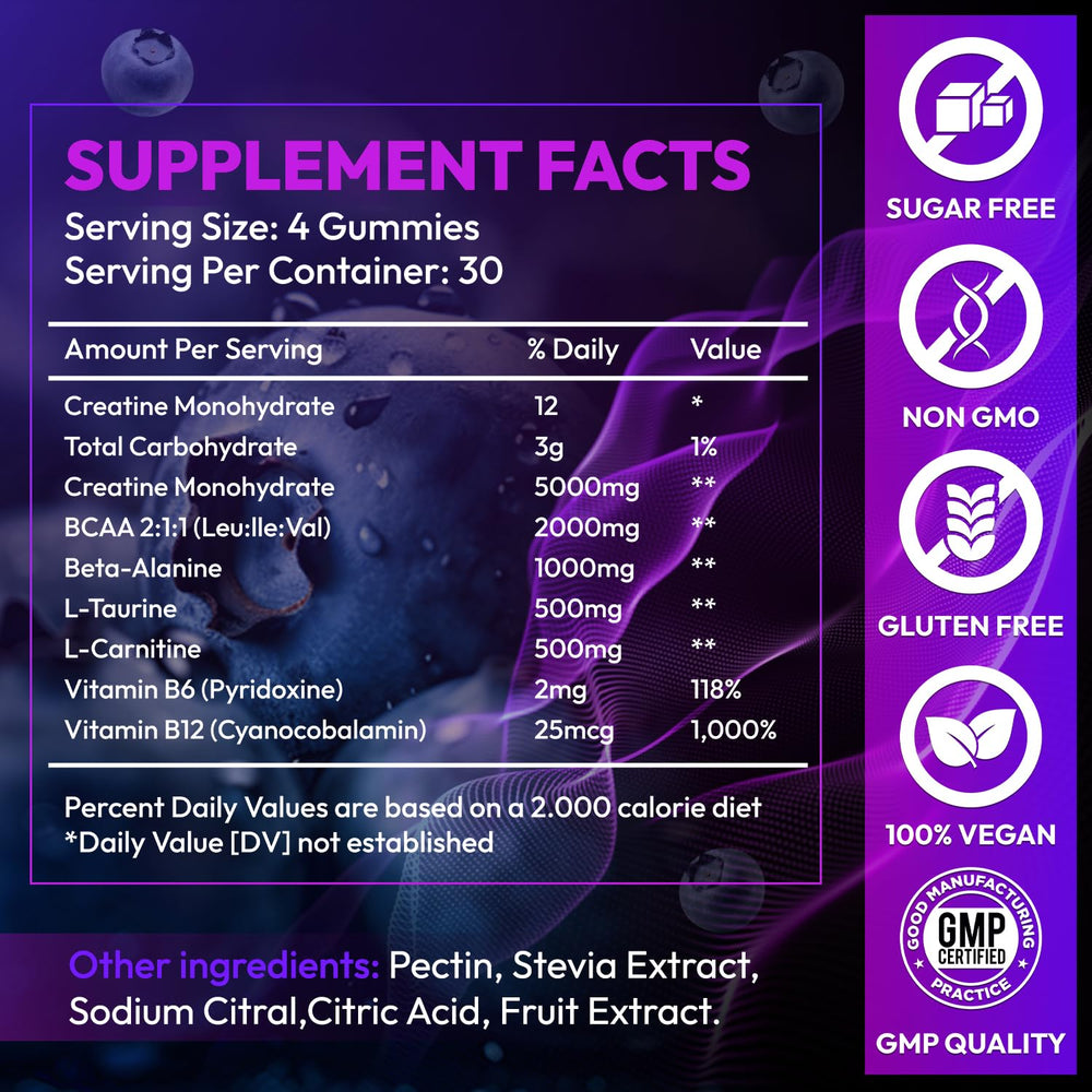 Pre-workout creatine gummies suitable for men and women