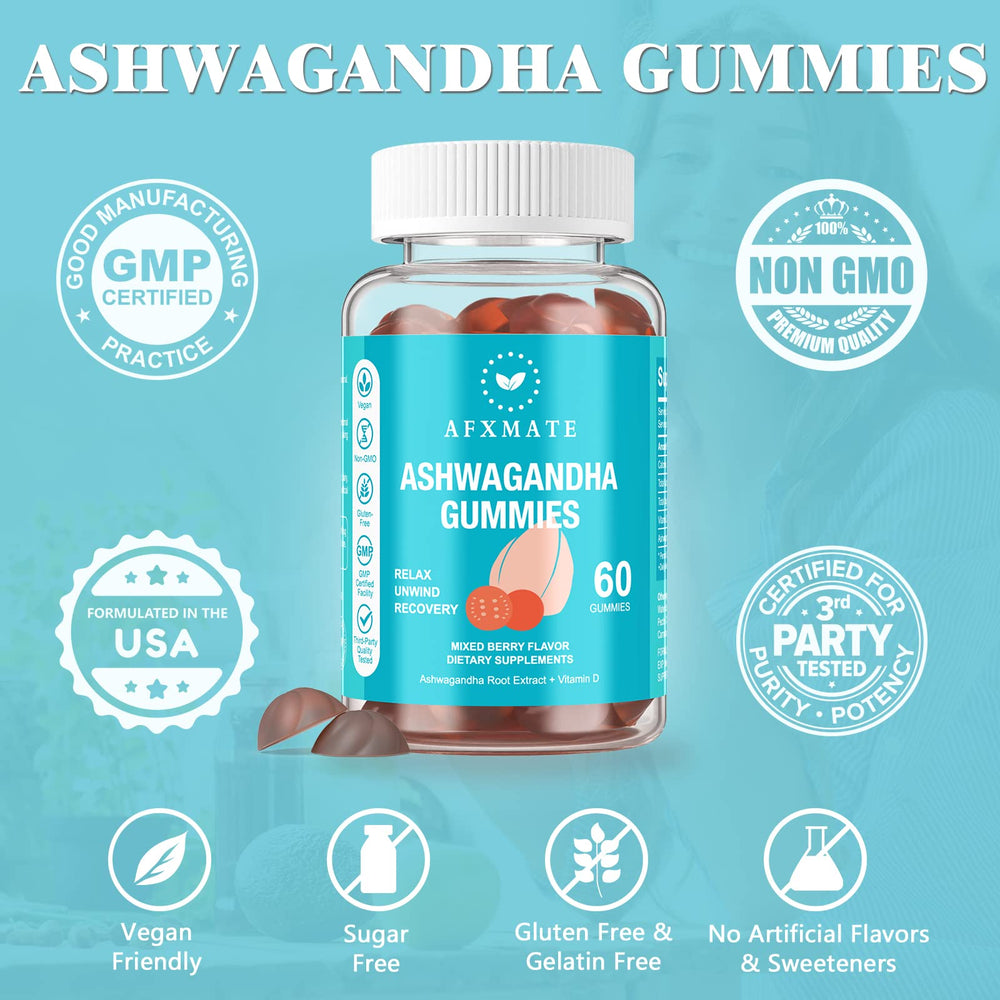 Ingredients: vegan, gelatin-free, berry-flavored Ashwagandha Gummies