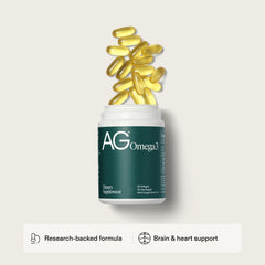Athletic Greens AG1 Omega-3 softgels bottle and packaging
