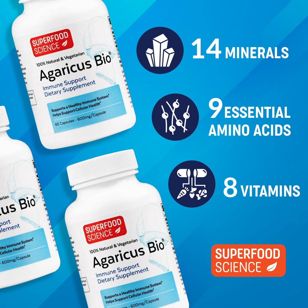 ABM mushroom powder and supplement capsules