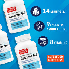 ABM mushroom powder and supplement capsules