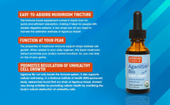 All-natural organic mushroom drops label