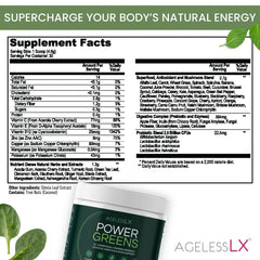 Scoop of AgelessLX Power Greens powder