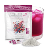 Front view of AgelessLX Wild Berry powder container