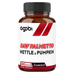 Agobi Saw Palmetto supplement bottle with Nettle Leaf & Pumpkin