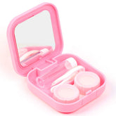 AHIER pink portable contact lens case with mirror