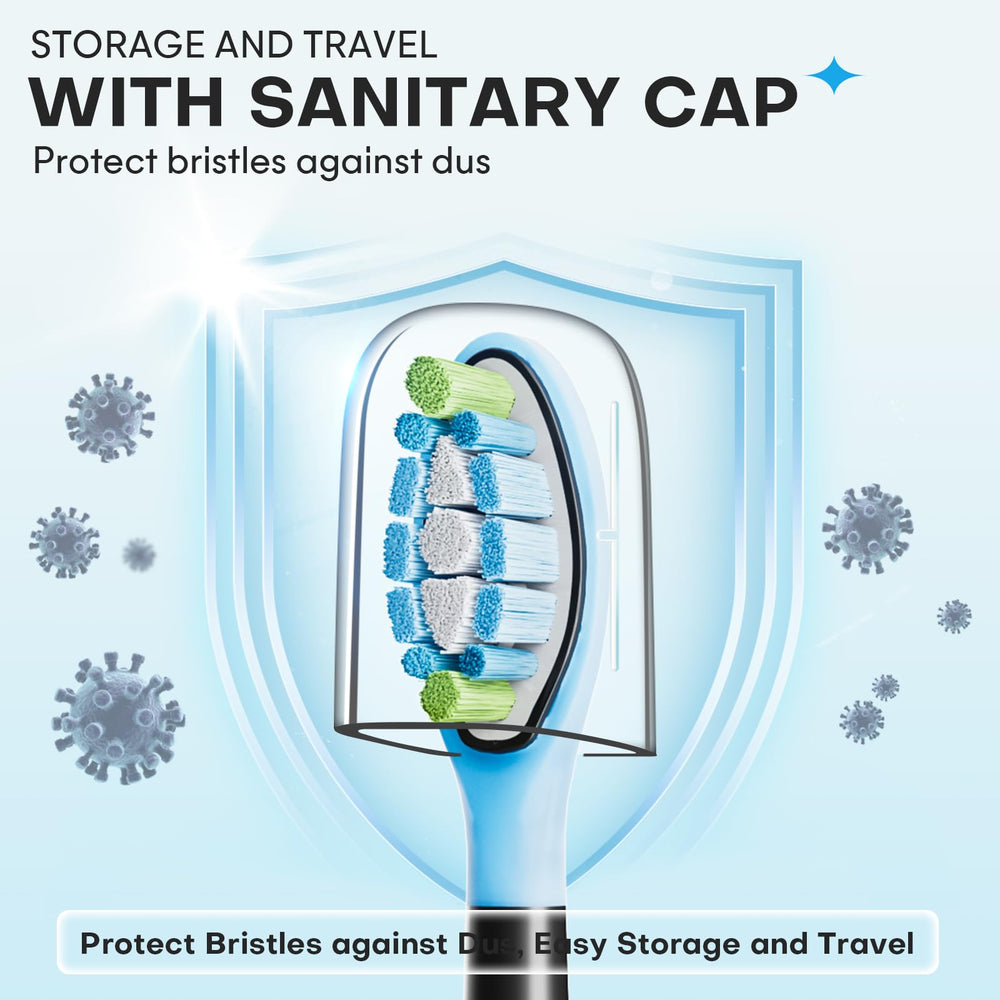 Pack of six white and six black AiNeedCare replacement heads in packaging