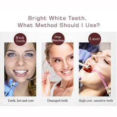 Brushing teeth with whitening toothpaste to show bright smile