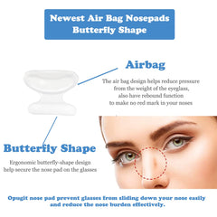 Close-up of butterfly-shaped air chamber nose pads
