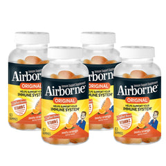 Airborne 750mg Vitamin C gummies orange flavor, 63-count, 4-pack front view