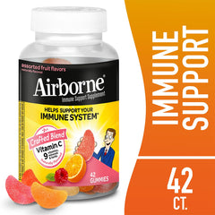 Close-up of Airborne immunity gummies in assorted fruit flavors