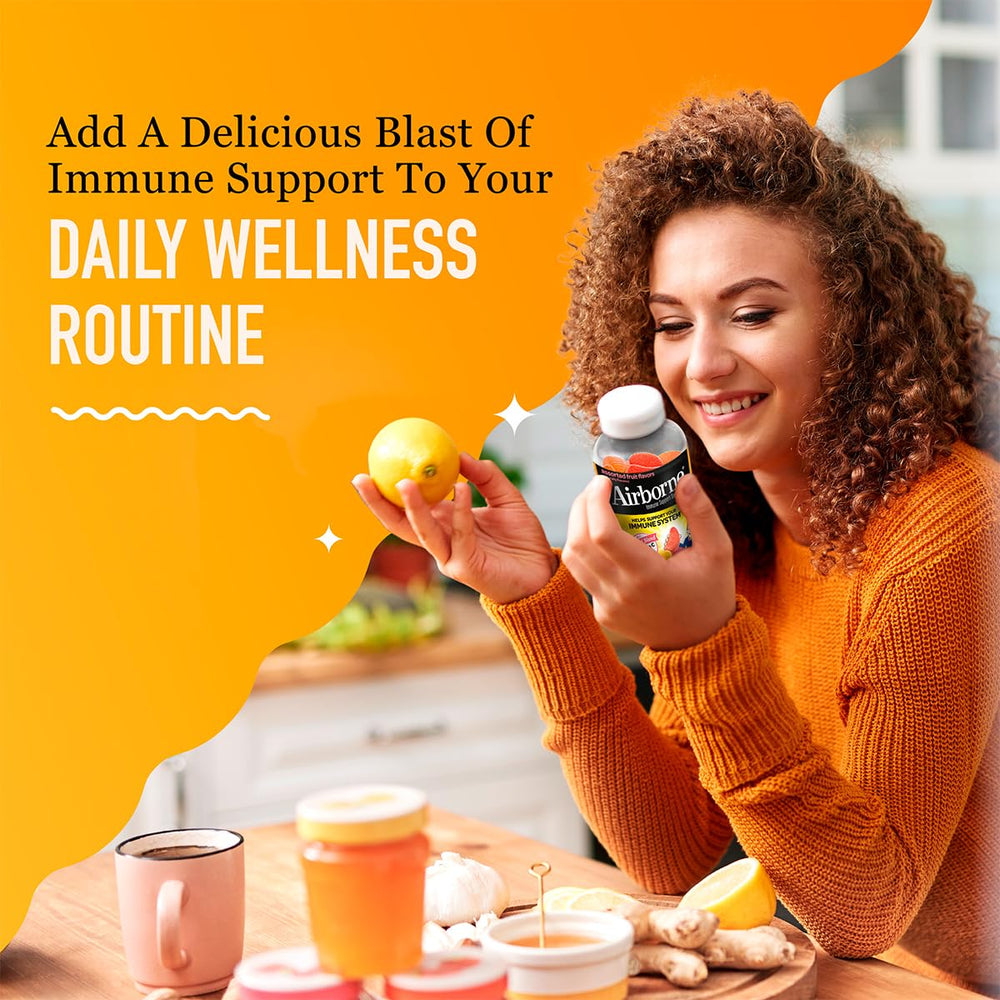 Adult taking Airborne immune support gummies (chewable)