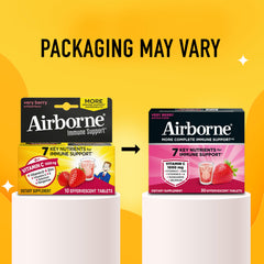Airborne Echinacea and ginger herbs beside the packaging.
