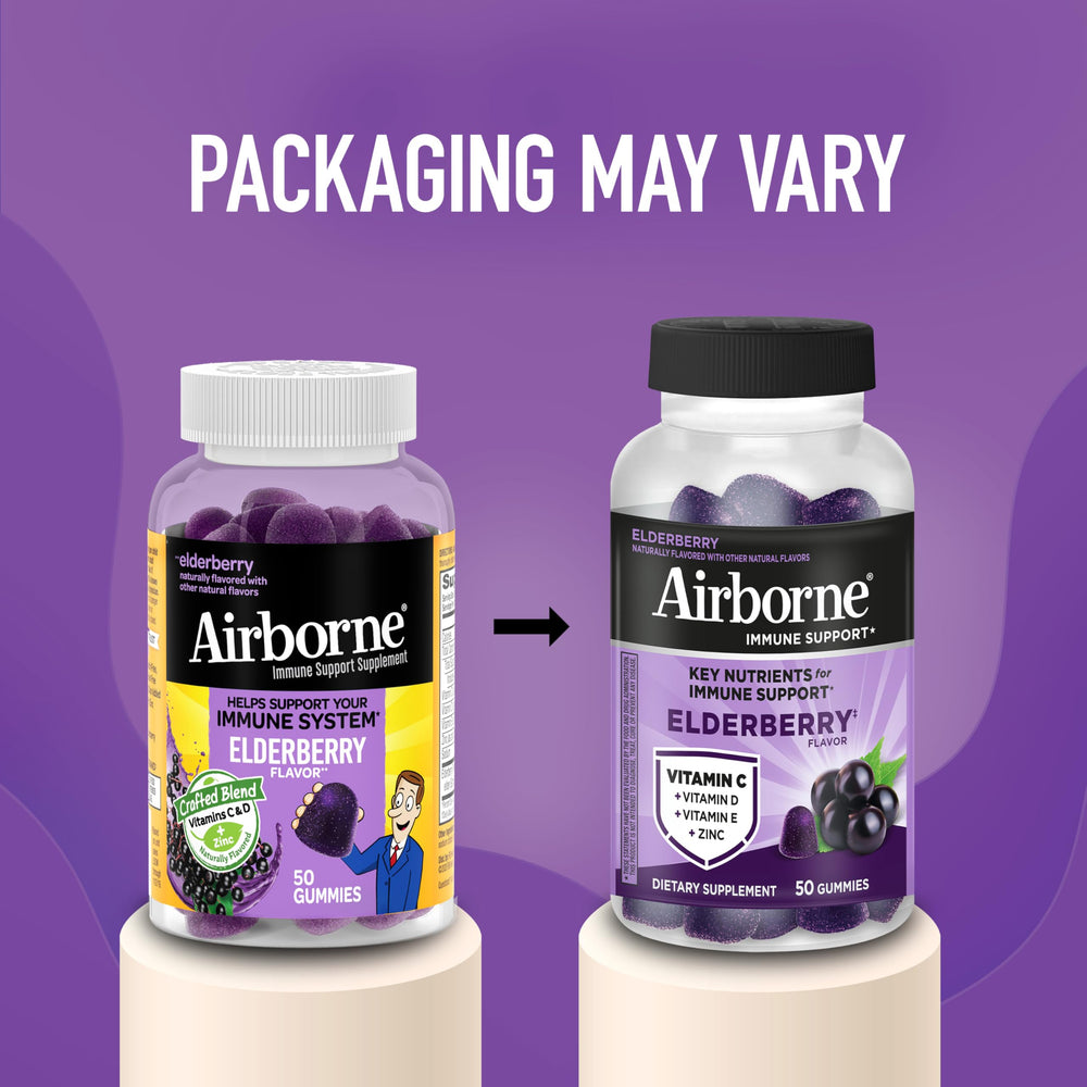 Airborne Elderberry Gummies suitable for ages four and up