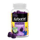 Airborne Elderberry Gummies bottle with zinc and vitamin C on white background