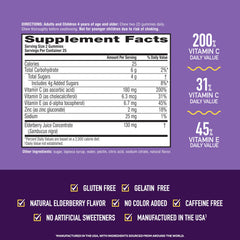 Airborne Elderberry Gummies bottle back label highlights vitamin content