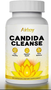 Airboy Candida Cleanse bottle front with 60 capsules for a 30-day supply.
