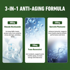 Ingredient blend: Trans-Resveratrol, Quercetin, Nicotinamide Riboside (NMN alternative)